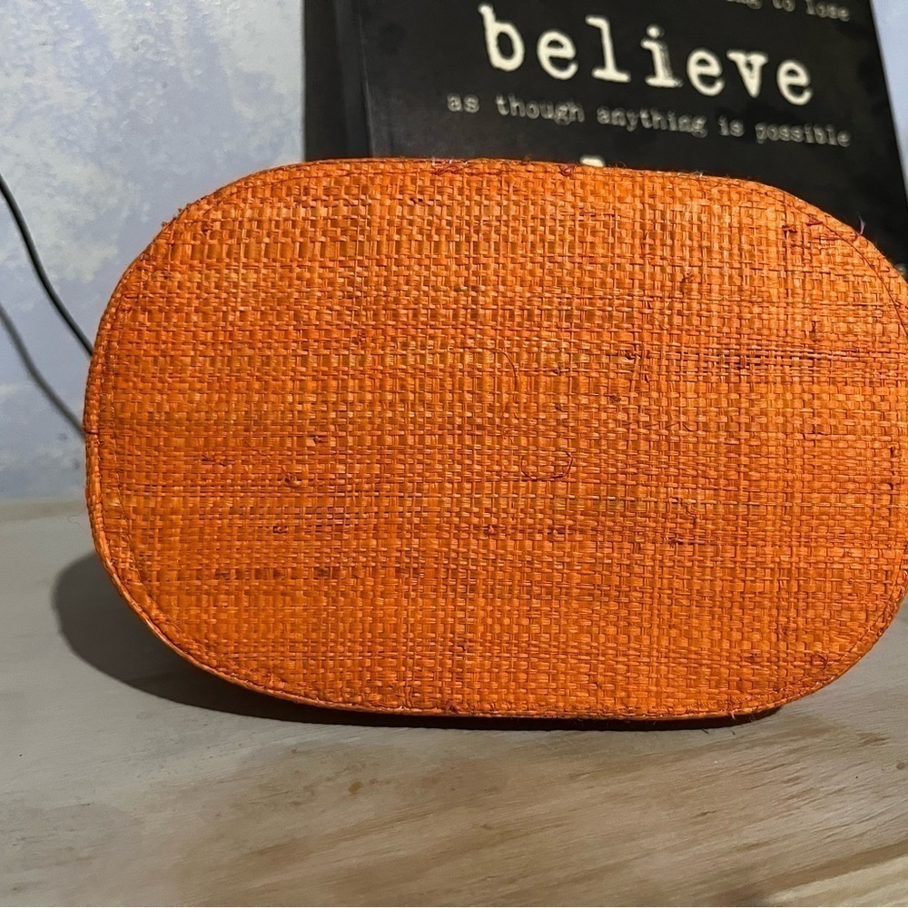 🩷Free🩷Vintage boho handbag,orange,wood handles - Picture 6 of 11